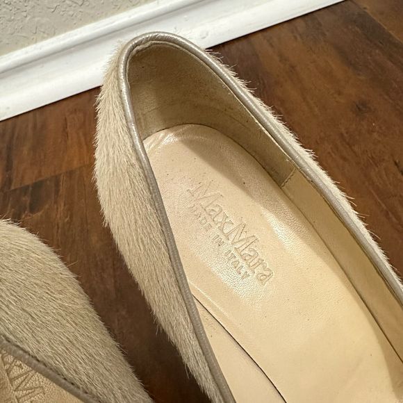 MAX MARA Pointed Toe Calf Hair Pump Stiletto Heels in Neutral - Picture 7 of 10